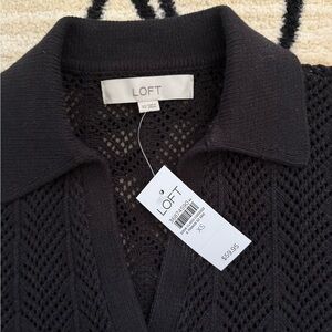 Loft Chevron-Patterned Open-stitch Sweater